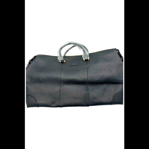 Pom Pom London Leather Weekend Bag with Multi-Straps Black - Picture 1 of 4